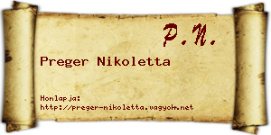 Preger Nikoletta névjegykártya